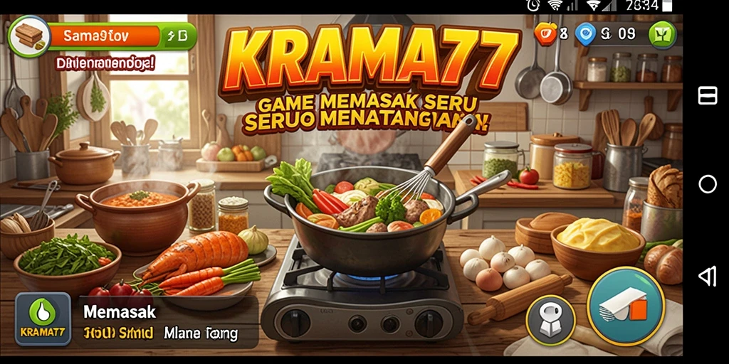 Tampilan antarmuka KRAMAT77 saat bermain memasak yang menarik.