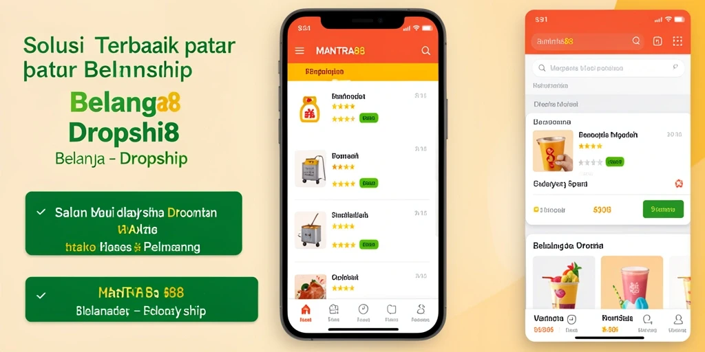 Antarmuka aplikasi MANTRA88 menampilkan fitur dropship yang mudah digunakan.