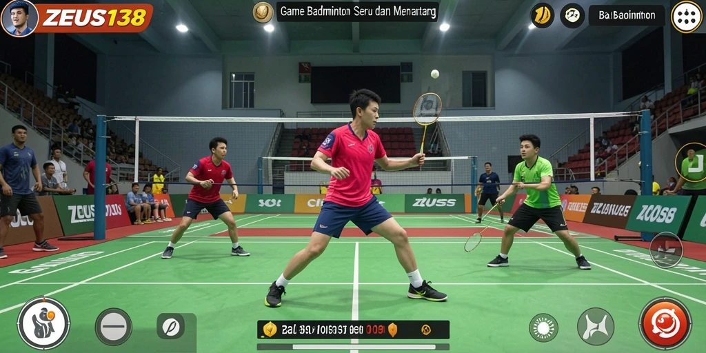 Tampilan antarmuka game Badminton yang memukau dan interaktif.