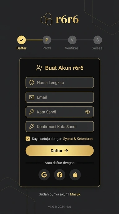 Tampilan halaman daftar r6r6